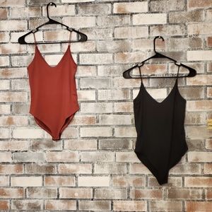 Gaze rust red and black tank top bodysuit xsmall